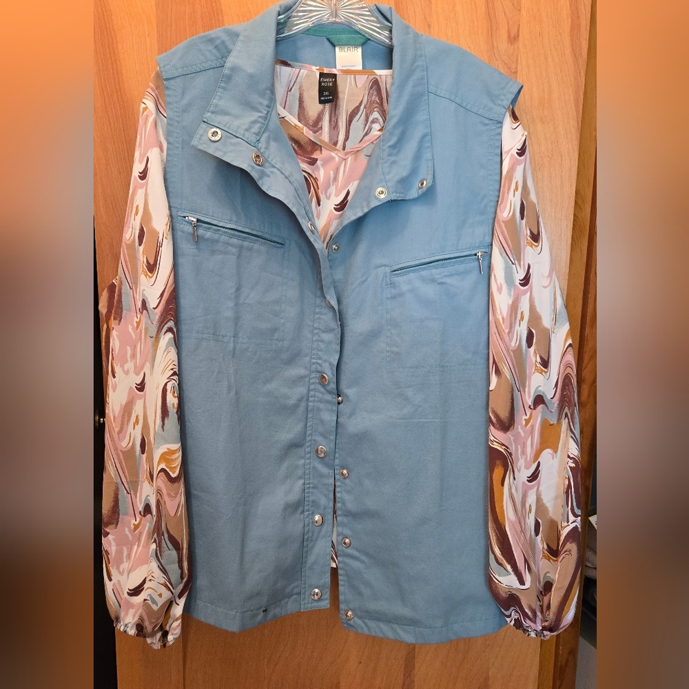 Sapphire Vest with Patterned Blouse